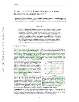 Attacking Large Language Models with Projected Gradient Descent