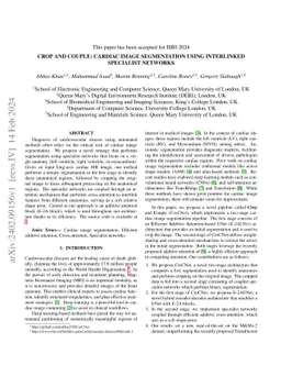 Crop and Couple: cardiac image segmentation using interlinked specialist
  networks