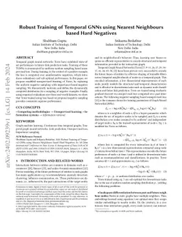 Robust Training of Temporal GNNs using Nearest Neighbours based Hard
  Negatives