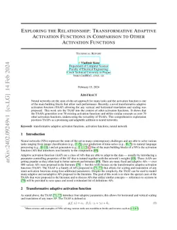 Exploring the Relationship: Transformative Adaptive Activation Functions
  in Comparison to Other Activation Functions