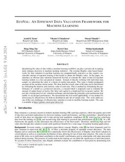 EcoVal: An Efficient Data Valuation Framework for Machine Learning