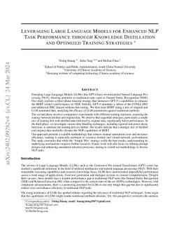Leveraging Large Language Models for Enhanced NLP Task Performance
  through Knowledge Distillation and Optimized Training Strategies