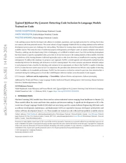 Trained Without My Consent: Detecting Code Inclusion In Language Models
  Trained on Code
