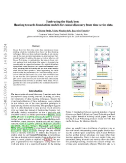Embracing the black box: Heading towards foundation models for causal
  discovery from time series data
