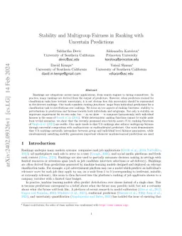 Stability and Multigroup Fairness in Ranking with Uncertain Predictions
