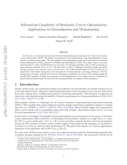 Information Complexity of Stochastic Convex Optimization: Applications
  to Generalization and Memorization