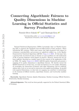 Connecting Algorithmic Fairness to Quality Dimensions in Machine
  Learning in Official Statistics and Survey Production