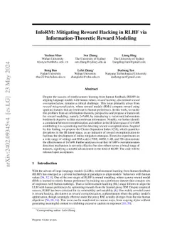 InfoRM: Mitigating Reward Hacking in RLHF via Information-Theoretic
  Reward Modeling