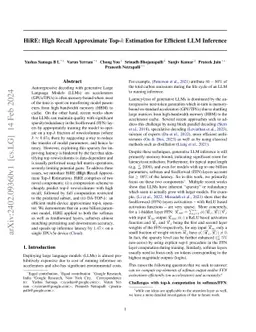 HiRE: High Recall Approximate Top-$k$ Estimation for Efficient LLM
  Inference