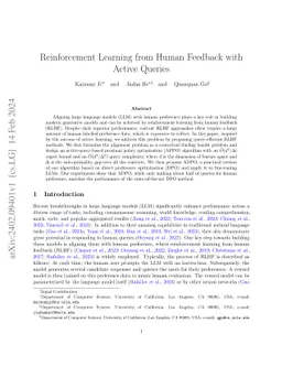 Reinforcement Learning from Human Feedback with Active Queries