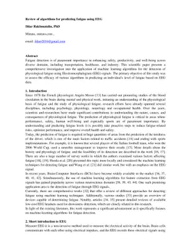 Review of algorithms for predicting fatigue using EEG