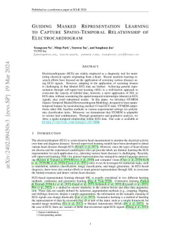 Guiding Masked Representation Learning to Capture Spatio-Temporal
  Relationship of Electrocardiogram