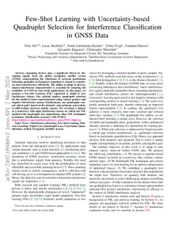 Few-Shot Learning with Uncertainty-based Quadruplet Selection for
  Interference Classification in GNSS Data