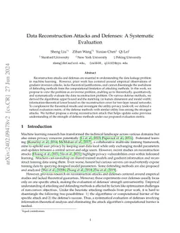 Data Reconstruction Attacks and Defenses: A Systematic Evaluation