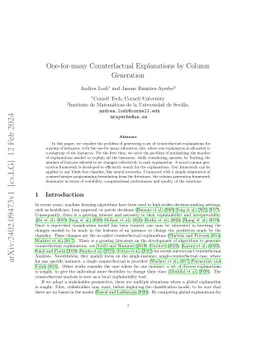 One-for-many Counterfactual Explanations by Column Generation