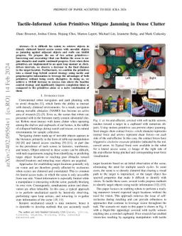 Tactile-Informed Action Primitives Mitigate Jamming in Dense Clutter