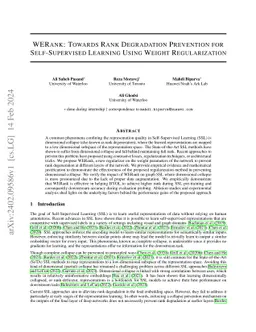 WERank: Towards Rank Degradation Prevention for Self-Supervised Learning
  Using Weight Regularization