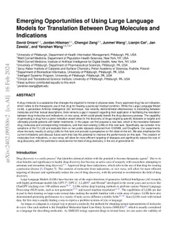Emerging Opportunities of Using Large Language Models for Translation
  Between Drug Molecules and Indications