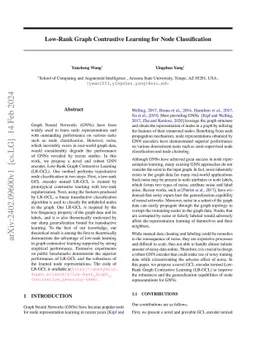 Graph Contrastive Learning with Low-Rank Regularization and Low-Rank Attention for Noisy Node Classification