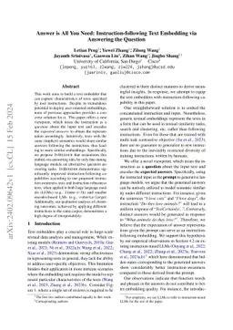 Answer is All You Need: Instruction-following Text Embedding via
  Answering the Question