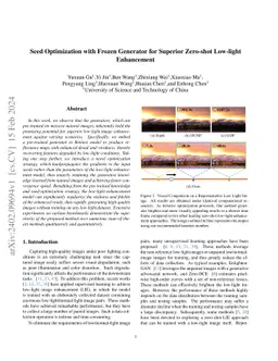 Seed Optimization with Frozen Generator for Superior Zero-shot Low-light
  Enhancement