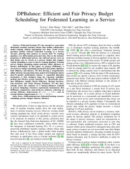 DPBalance: Efficient and Fair Privacy Budget Scheduling for Federated
  Learning as a Service