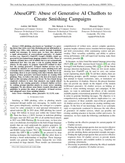 AbuseGPT: Abuse of Generative AI ChatBots to Create Smishing Campaigns