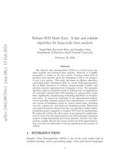 Robust SVD Made Easy: A fast and reliable algorithm for large-scale data
  analysis