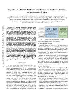 TinyCL: An Efficient Hardware Architecture for Continual Learning on Autonomous Systems