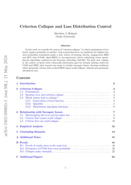 Criterion Collapse and Loss Distribution Control