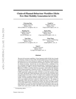 Chain-of-Planned-Behaviour Workflow Elicits Few-Shot Mobility Generation
  in LLMs