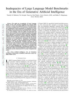 Inadequacies of Large Language Model Benchmarks in the Era of Generative
  Artificial Intelligence
