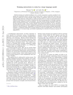 Training microrobots to swim by a large language model