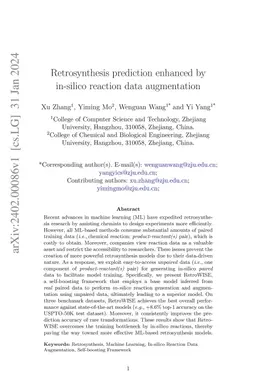 Retrosynthesis prediction enhanced by in-silico reaction data
  augmentation