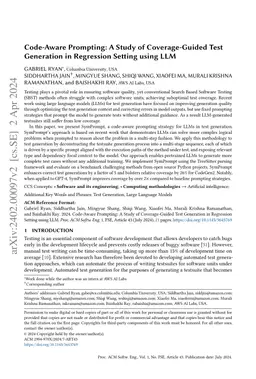 Code-Aware Prompting: A study of Coverage Guided Test Generation in
  Regression Setting using LLM