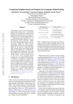 Comparing Template-based and Template-free Language Model Probing