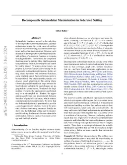 Decomposable Submodular Maximization in Federated Setting