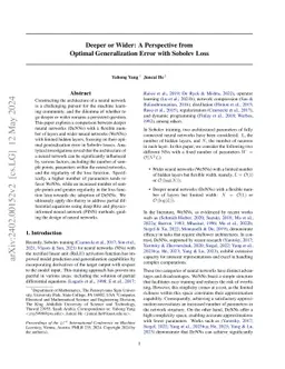Deeper or Wider: A Perspective from Optimal Generalization Error with Sobolev Loss