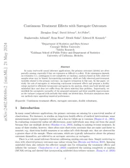 Continuous Treatment Effects with Surrogate Outcomes