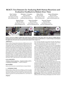 REACT: Two Datasets for Analyzing Both Human Reactions and Evaluative
  Feedback to Robots Over Time