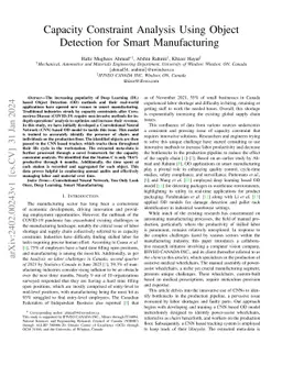 Capacity Constraint Analysis Using Object Detection for Smart
  Manufacturing