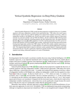 Vertical Symbolic Regression via Deep Policy Gradient