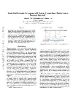 Control in Stochastic Environment with Delays: A Model-based
  Reinforcement Learning Approach