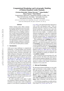 Computational Morphology and Lexicography Modeling of Modern Standard
  Arabic Nominals