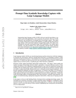 Prompt-Time Symbolic Knowledge Capture with Large Language Models