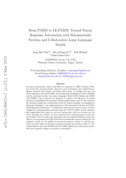 From PARIS to LE-PARIS: Toward Patent Response Automation with
  Recommender Systems and Collaborative Large Language Models