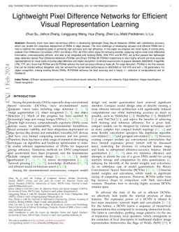 Lightweight Pixel Difference Networks for Efficient Visual
  Representation Learning