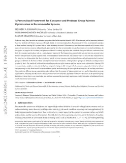 A Personalized Framework for Consumer and Producer Group Fairness
  Optimization in Recommender Systems