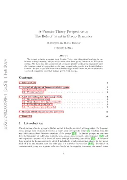 A Promise Theory Perspective on the Role of Intent in Group Dynamics