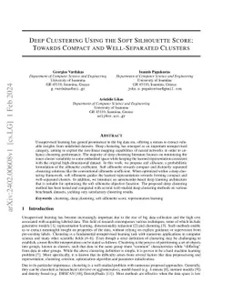 Deep Clustering Using the Soft Silhouette Score: Towards Compact and
  Well-Separated Clusters